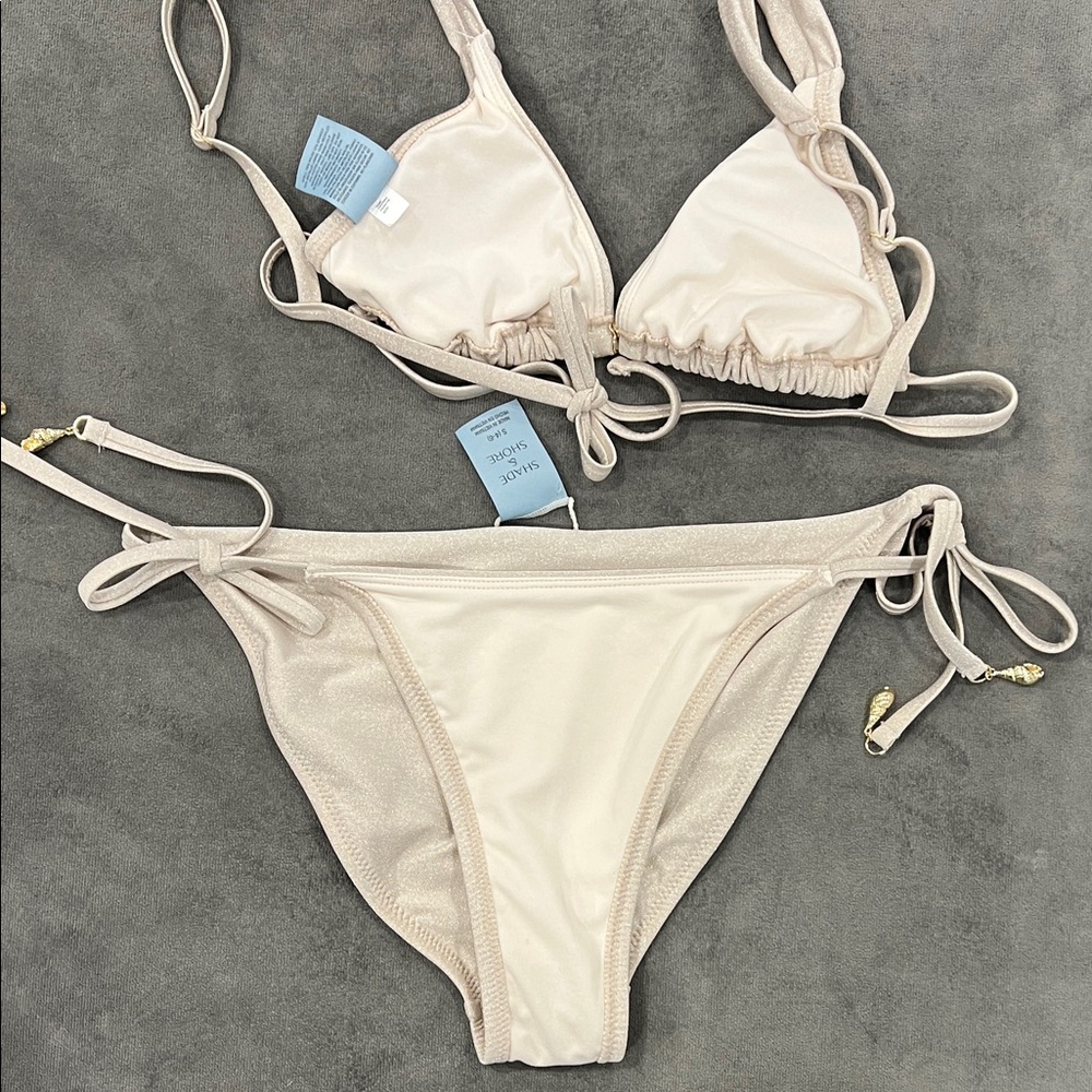 Shade & Shore Ivory Sparkly Bikini Set (XS Top and S Bottom) - Picture 12 of 12